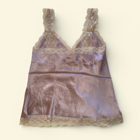 Gold Hawk Mauve Lace Trim Silk Camisole - Picture 2 of 5